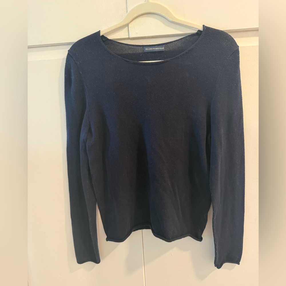 Brandy Melville Navy Long Sleeve Crewneck Sweater